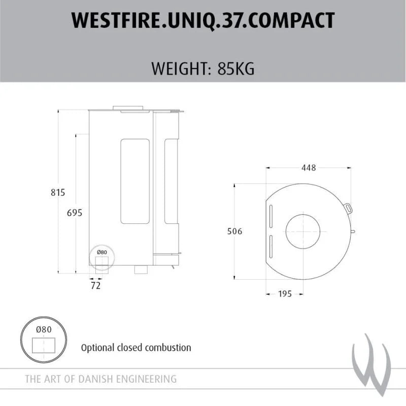 Westfire Uniq 37 Compact SE Closed Combustion Wood Stove