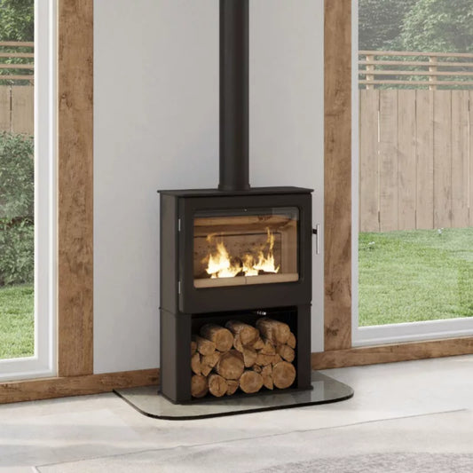 Mendip Ashcott Wide Log Store Wood Stove