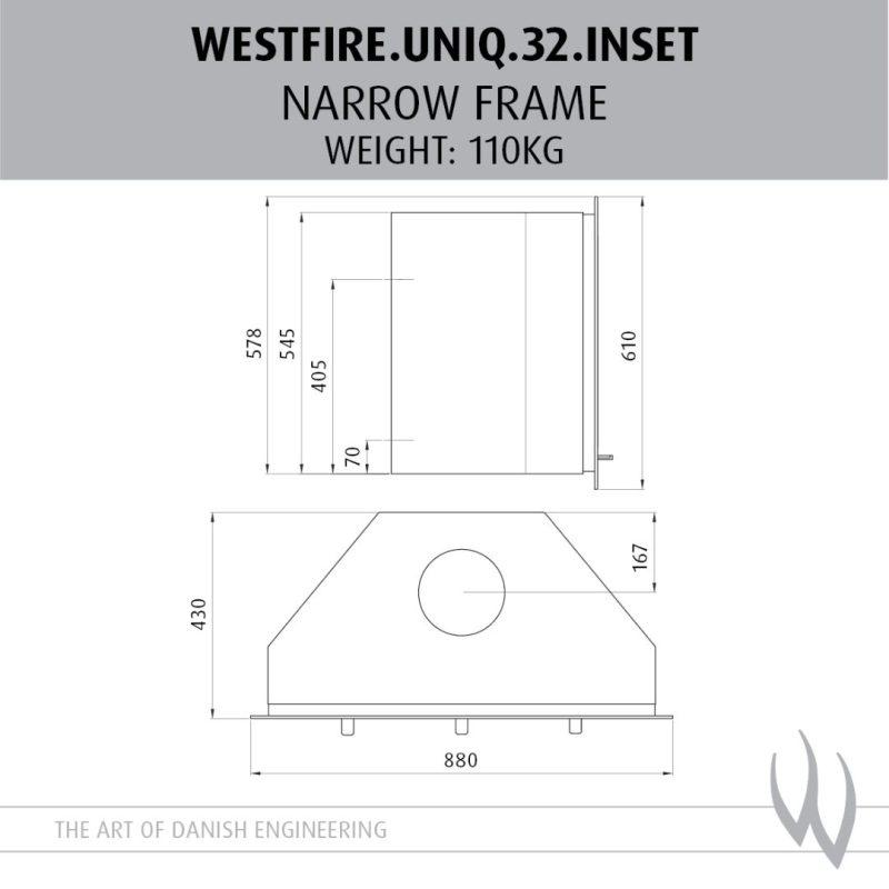 Westfire Uniq 32 SE Glass Narrow Inset Wood Stove