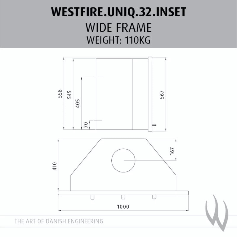 Westfire Uniq 32 Glass Wide Inset Wood Stove