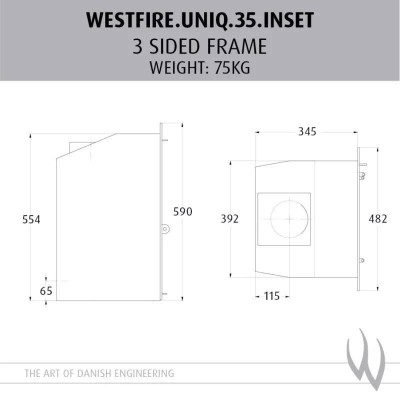 Westfire Uniq 35 Inset 3 Sided Frame Multifuel Stove