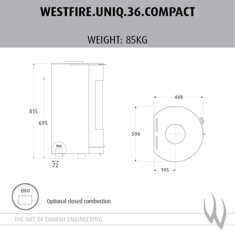 Westfire Uniq 36 Compact SE Closed Combustion Wood Stove