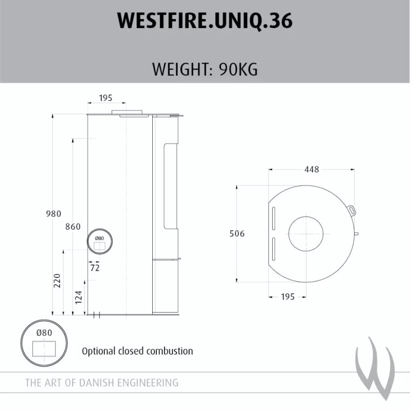 Westfire Uniq 36 SE Closed Combustion Wood Stove