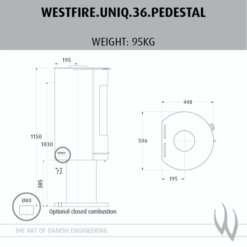 Westfire Uniq 36 Pedestal Closed Combustion Wood Stove