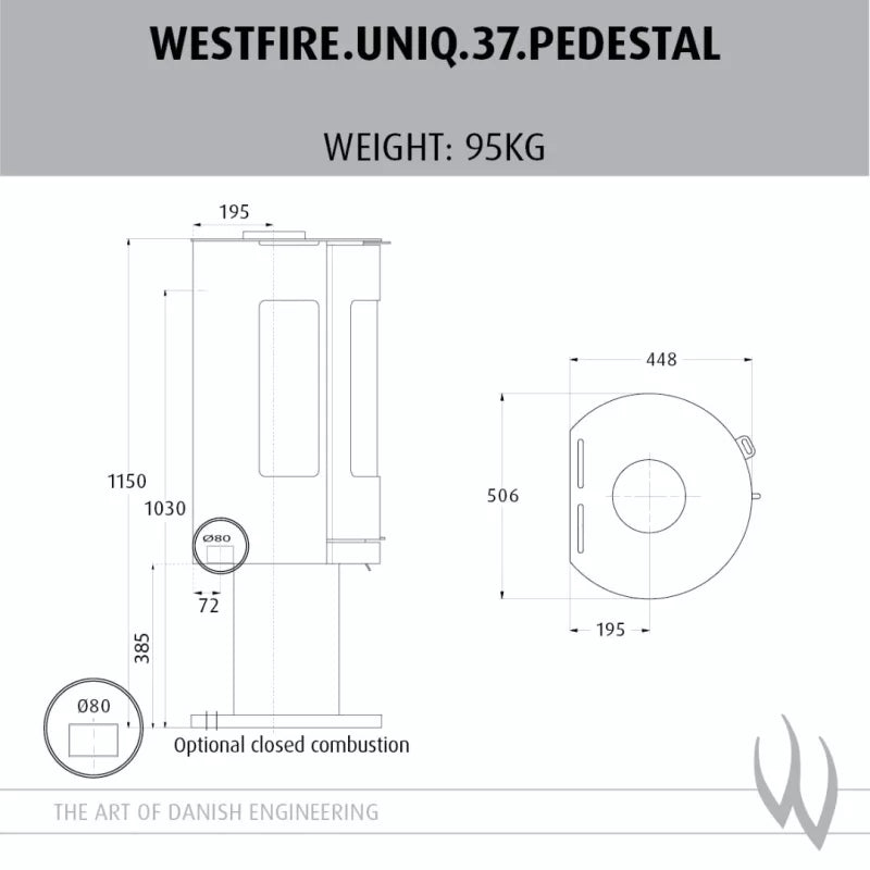 Westfire Uniq 37 Pedestal Closed Combustion Wood Stove