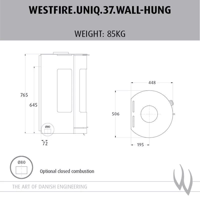 Westfire Uniq 37 SE Wall Hung Wood Stove