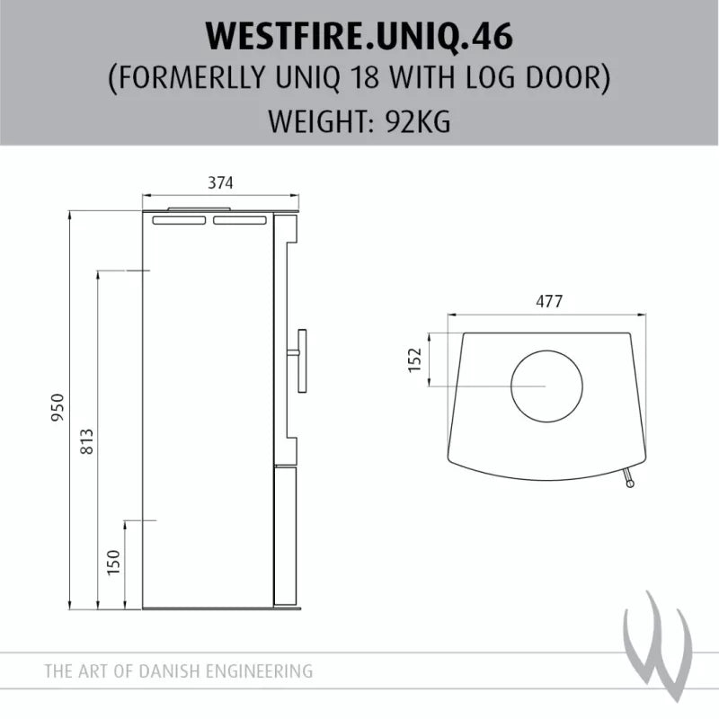 Westfire Uniq 46 SE Wood Stove with Log Door