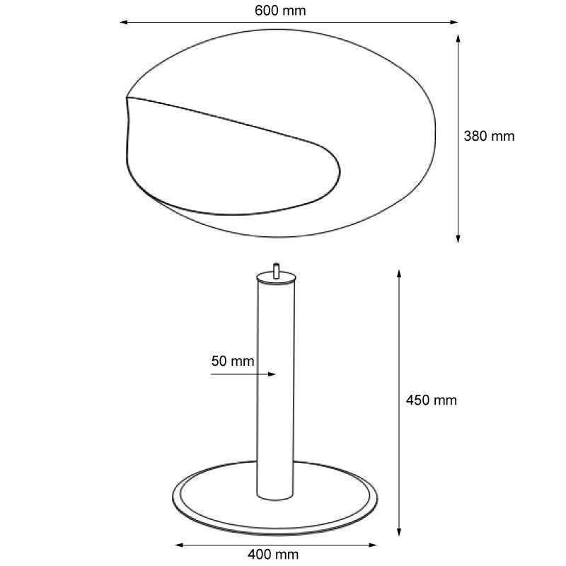 Cocoon Pedestal - Matte Black with Steel Pedestal