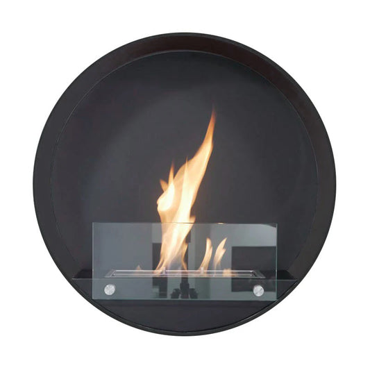 Delaware Black - Round Wall Mounted Bio fireplace