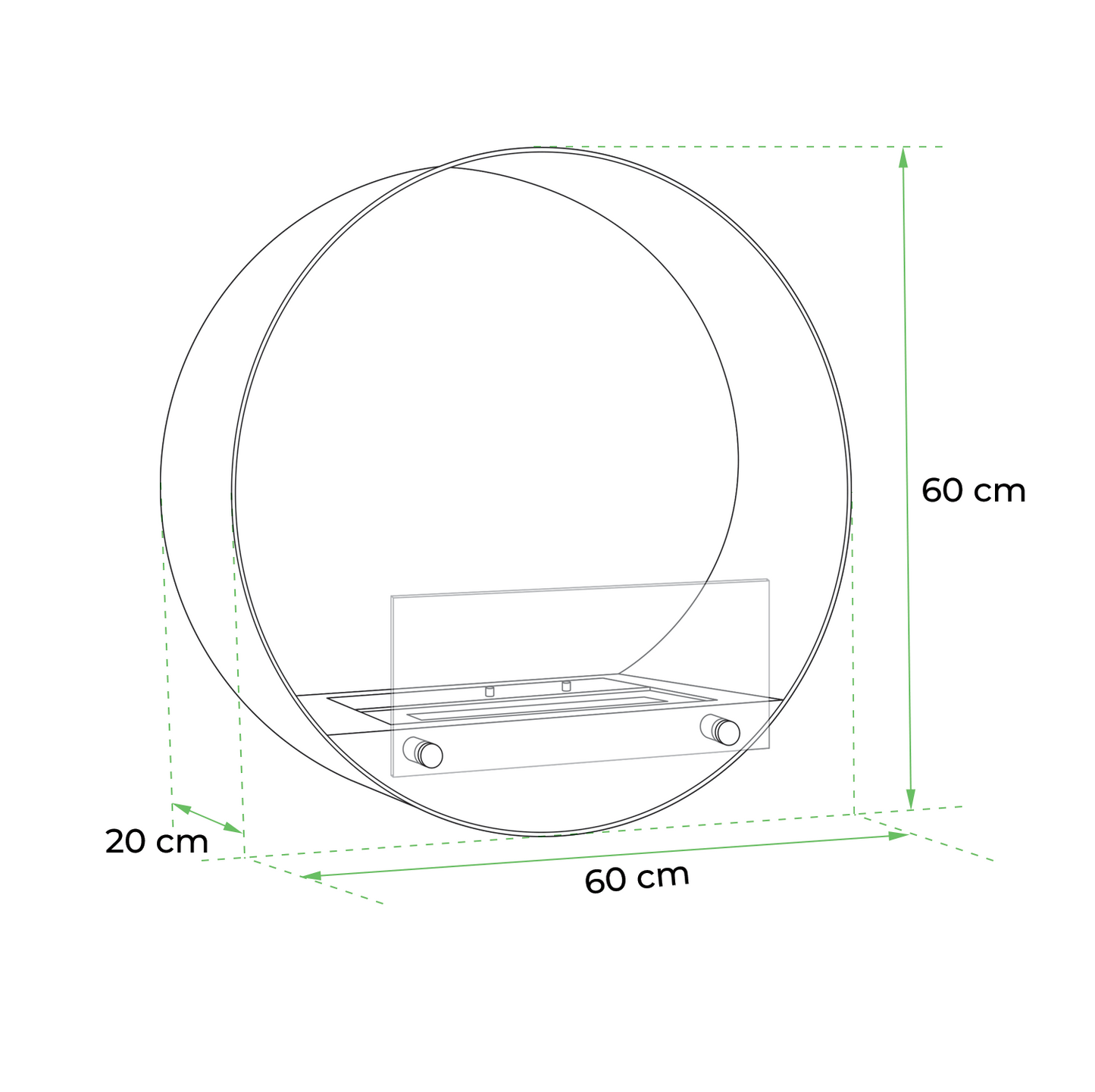 Delaware White - Round Wall Mounted Bio fireplace